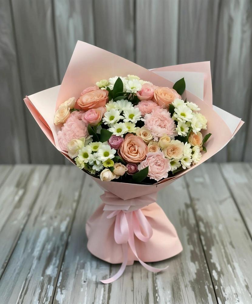 Букет цветов из: Гвоздики, Розы и Хризантемы в Поспелихе