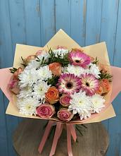 Букет цветов из:  Розы, Герберы и Хризантемы в Поспелихе