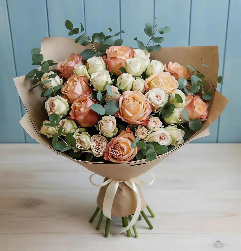 Букет цветов из: Альстромерии и Розы в Поспелихе