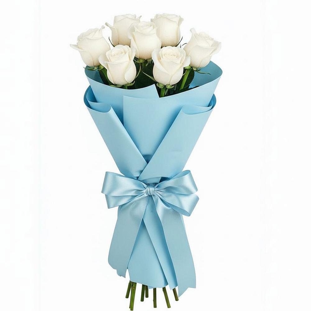 Букет 7 белых роз Проуд в Поспелихе
