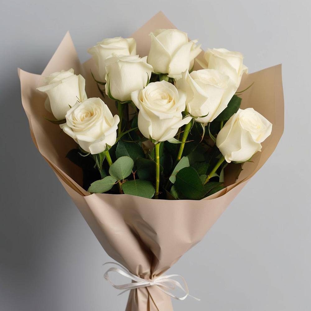 Букет 9 Белых роз Эдлесс Лав в Поспелихе