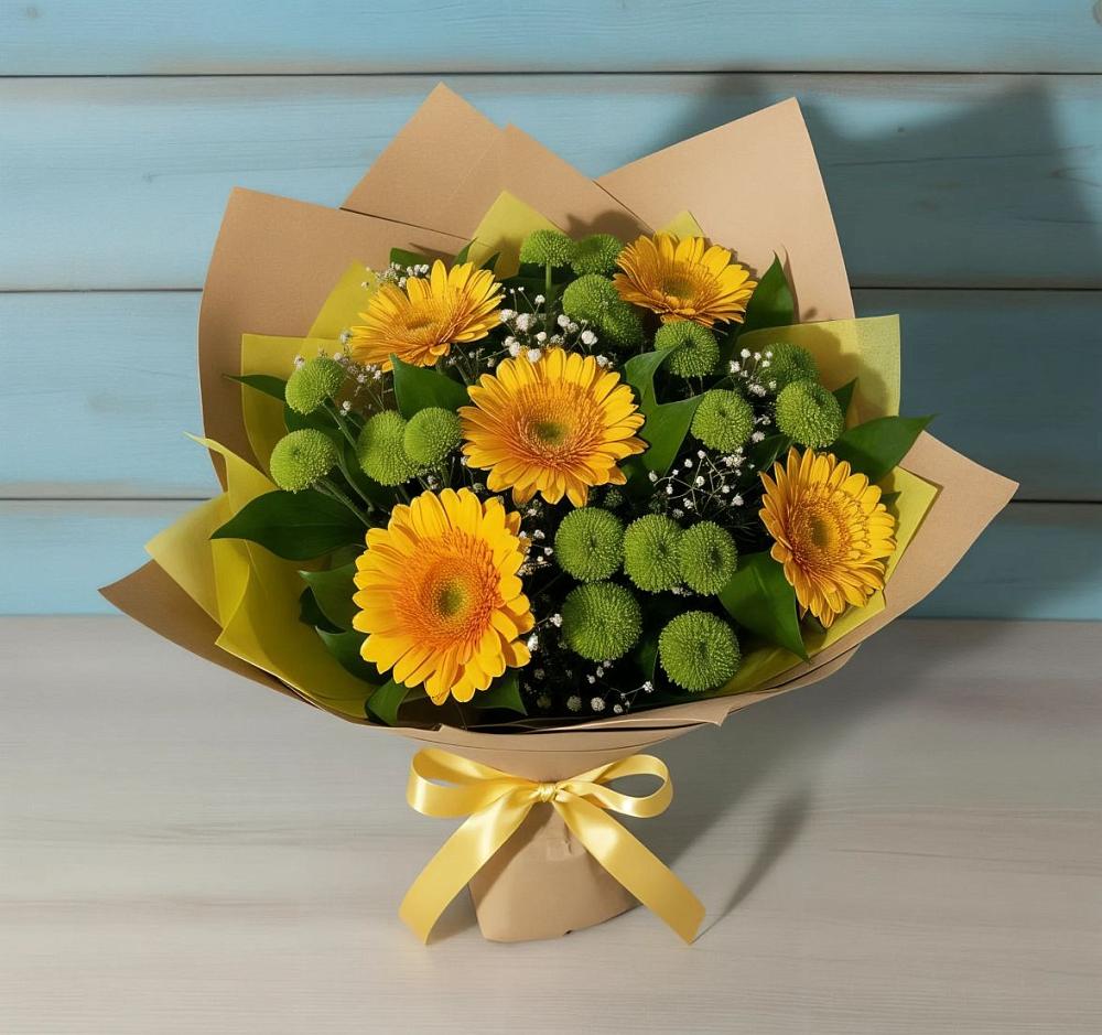 Букет цветов из: Герберы и Хризантемы в Поспелихе