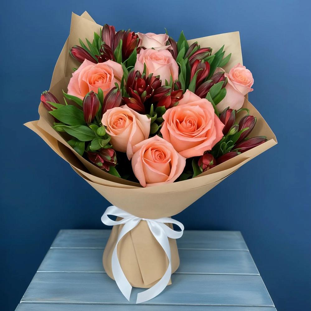 Букет цветов из: Розы и Альстромерии в Поспелихе