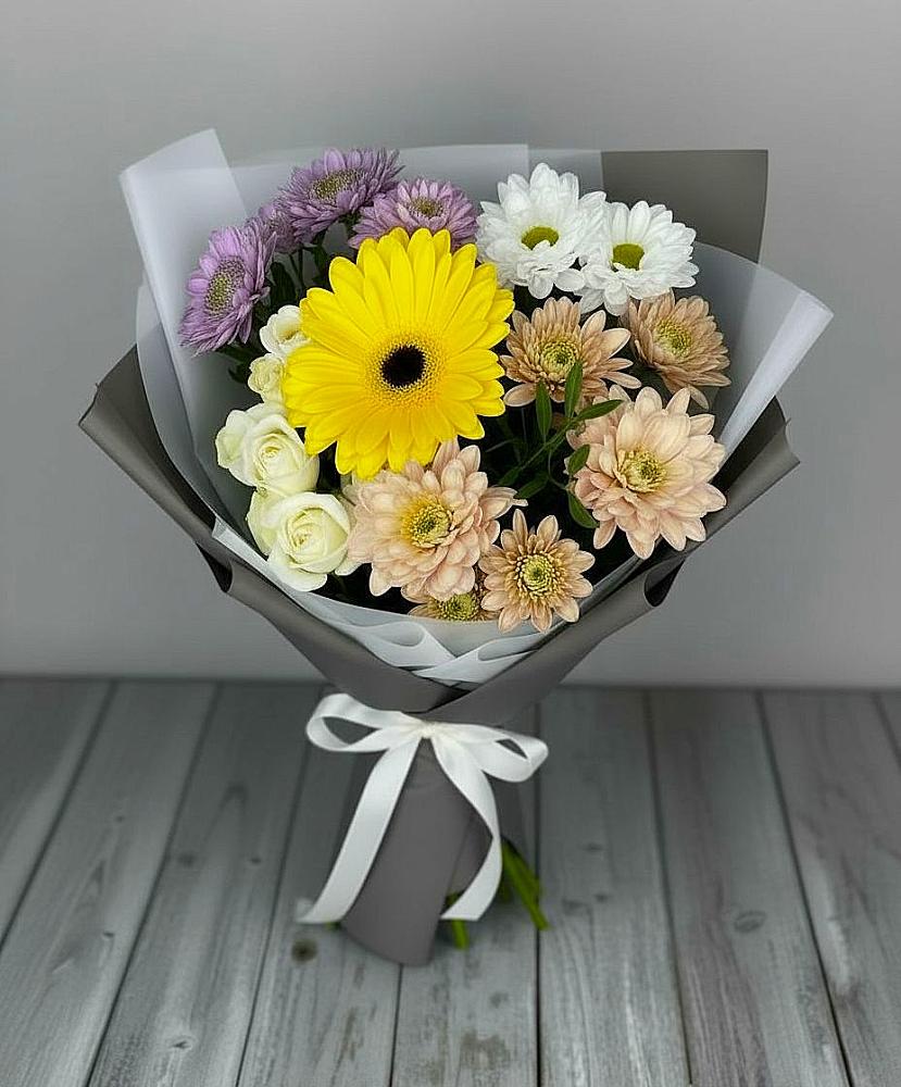 Букет цветов из: Розы, Герберы и Хризантемы в Поспелихе
