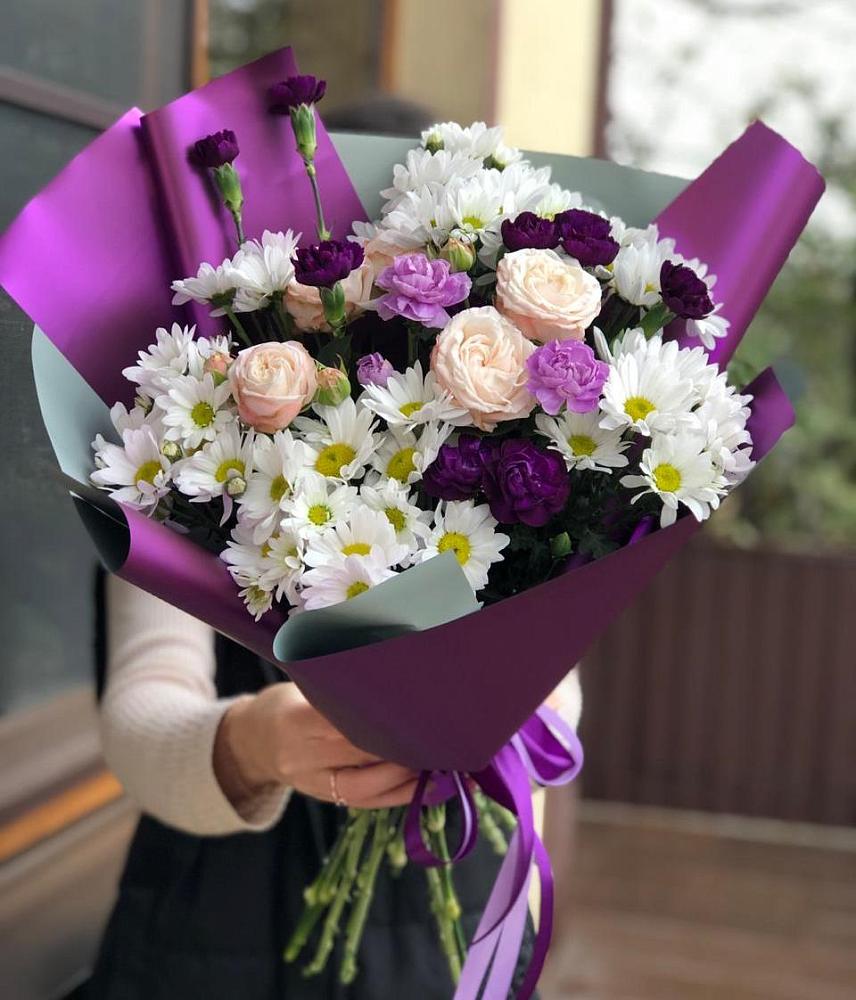 Букет цветов из: Хризантемы, Гвоздики и Розы в Поспелихе