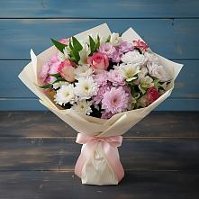 Букет цветов из:  Хризантемы, Альстромерии и Розы в Поспелихе