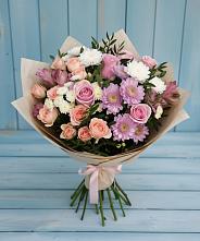 Букет цветов из:  Хризантемы, Розы и Альстромерии в Поспелихе