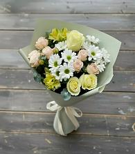 Букет цветов из:  Альстромерии, Розы и Хризантемы в Поспелихе